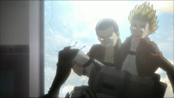 catfishcafe:  Everybody talks about that time Reiner picked Armin up and ran with him but can we instead talk about how Connie was literally flYING THROUGH THE CITY CARRYING ARMIN LIKE A PRINCESS also it looks like armin’s going supersaiyan holy heck