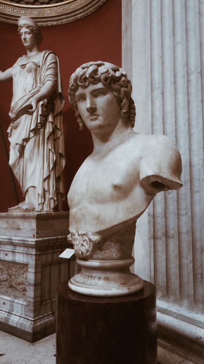 facesofthepast: Colossal bust of Antinous, 130/138 AD. From Villa Adriana. Sala Rotonda, Pio Clement