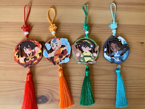 asunnydisposish: Water,  Earth,  Fire,  Air…ATLA-inspired norigae charms! Nori