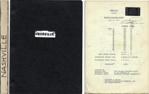 cinephilearchive:Screenplay for Robert Altman’s classic 1975 musical drama, ‘Nashville.’ Script is l