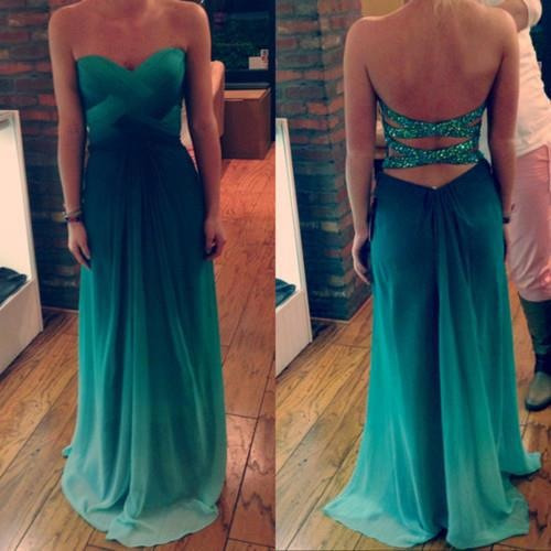 Green prom dress with sleeves