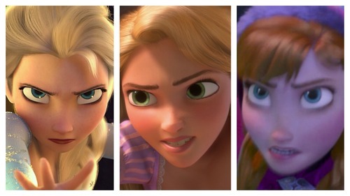 princess-anna-sexual:  Elsa, Rapunzel, and Anna. Their expressions of anger, amazed,