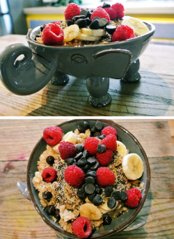 safetyfromsabotage:  04.February.2014 Oatmeal for lunch is never a bad idea.  I need that elephant bowl for my oatmeal!