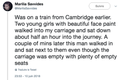 armitageadoration: maaarine: @MariliaSavvides  And men make fun of women for travelling in packs. Sighs.   Seriously, if you see this happening and you can speak up…do. If you are unable see if you can find someone who will help. 