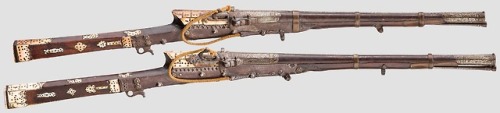 A pair of ivory mounted matchlock carbines, India, 19th century.from Hermann Historica