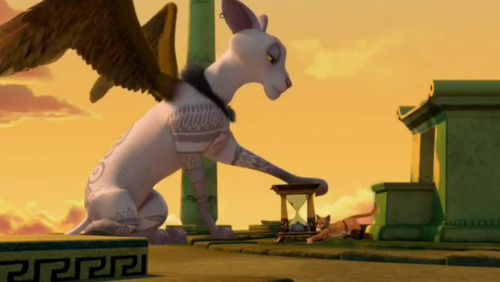 This sphinx.  Her voice is just the best xD From The Adventures of Puss in Boots (Episode 2: Sphinx) It’s on Netflix i think. Thanks PT! …Thanks for infecting me with yet another fantasy crush ;_;