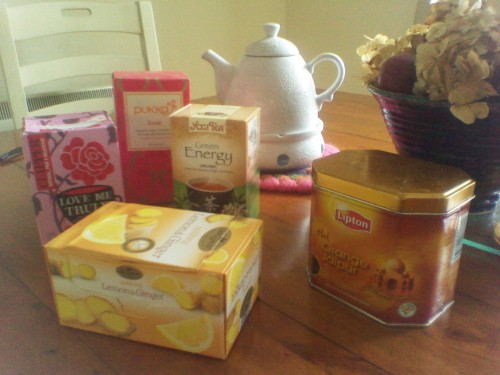 My tea collection is an ever growing phenomenon. (from right to left)Lipton Orange JaipurDiplomat Le