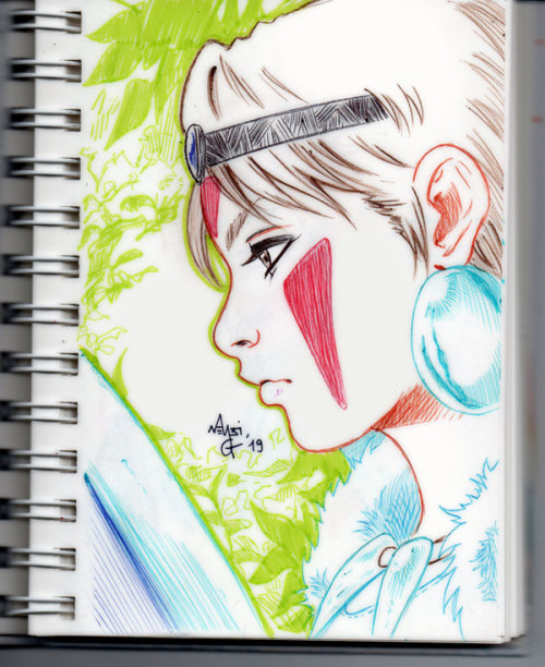 Day 5 - Mononoke Hime. My first time drawing her ♥