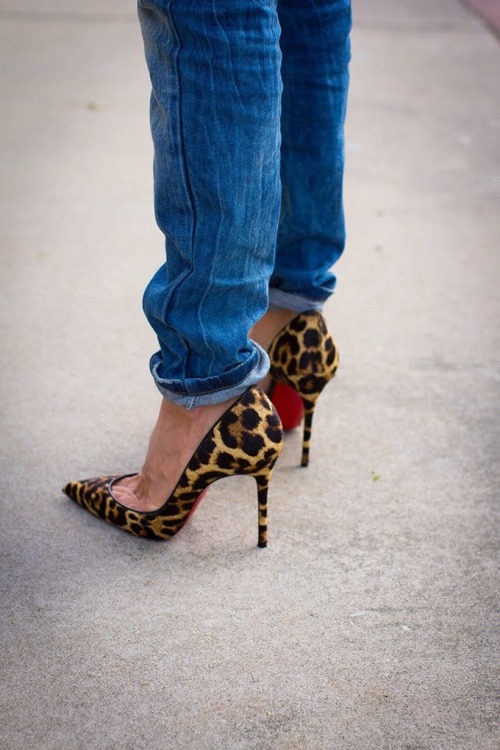 Iriza Leopard-Print Calf Hair Pumps by Christian Louboutin pointed toe, stiletto heel, pumps from He