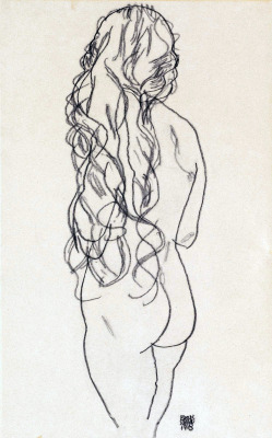 dappledwithshadow:  Egon SchieleStanding Nude from behind1918
