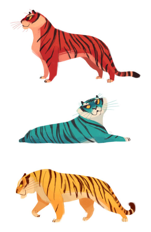 dailycatdrawings: 538-540: Stripey Babies Making up for the last few days with some quick tigers.