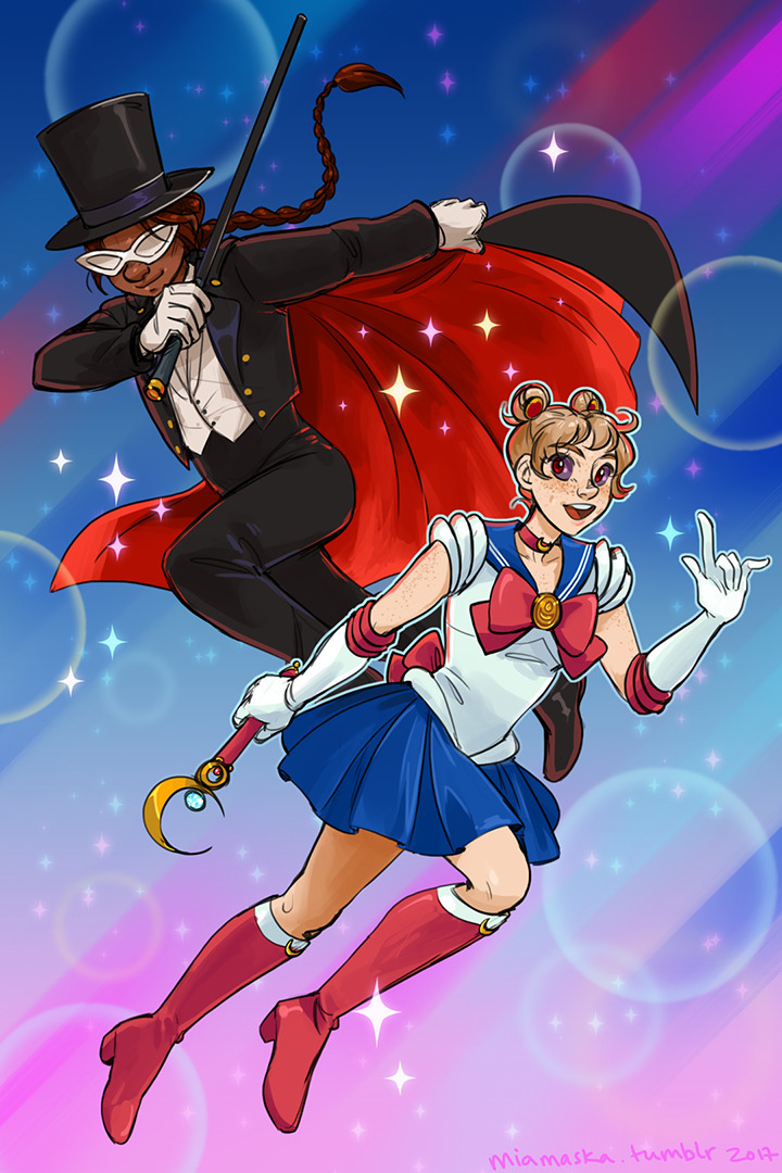 A commission I did of Eliano and Amity as Tuxedo Mask and Sailor Moon!
If you’re missing my art during the comics’ hiatus, consider following my other tumblr, @jeinu!