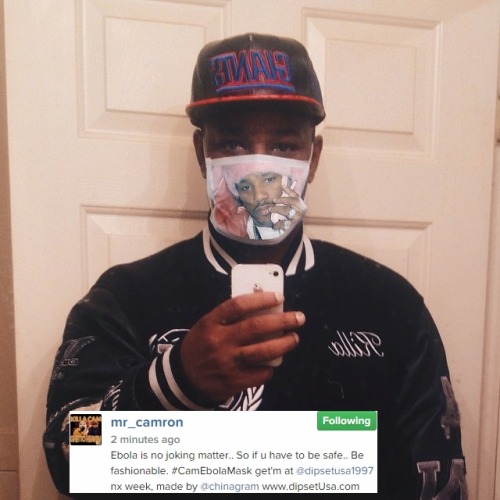 kingjaffejoffer:  Cam’ron will be selling ebola masks on DipsetUSA.com next week. Nevermind the fact that its not an airborne virus lol