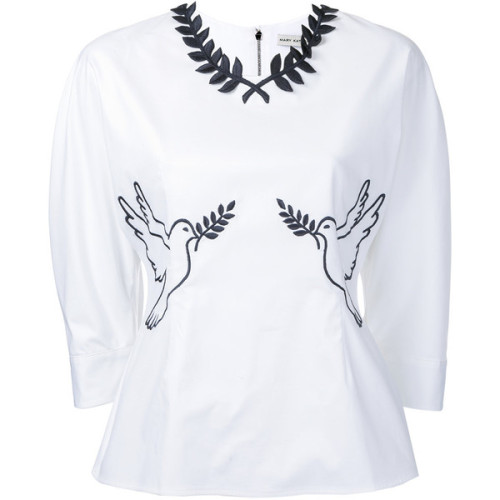 Mary Katrantzou Athena poplin dove blouse ❤ liked on Polyvore (see more collar blouses)