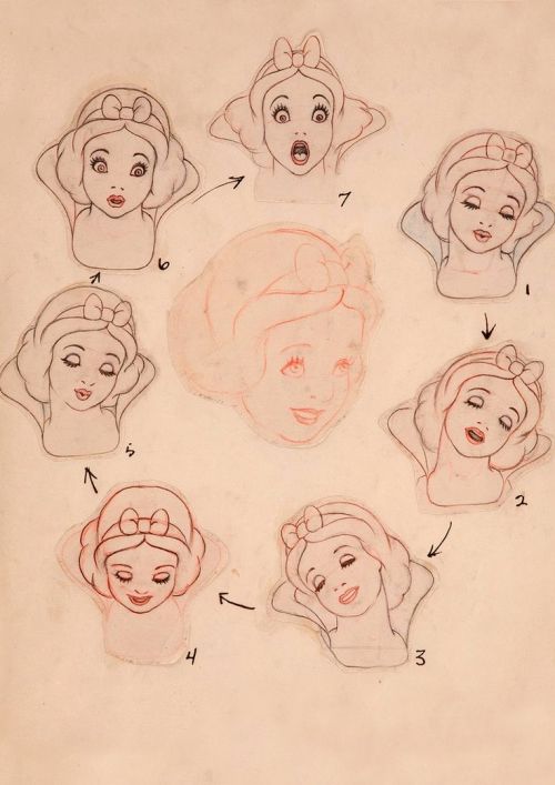 Character designs for Snow White and the Seven Dwarfs