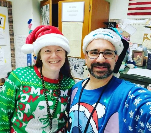 Christmas sweater day!!! #christmas #christmassweater #uglychristmassweater (at Durham School of the