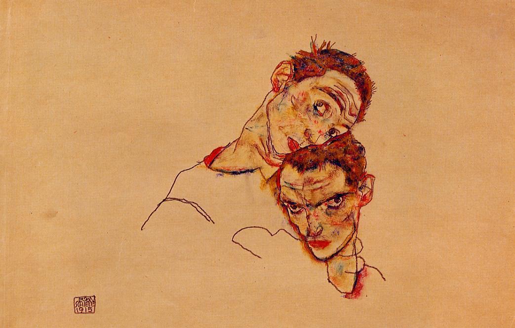 egonschiele-art:  Double Self Portrait, 1915 Egon Schiele