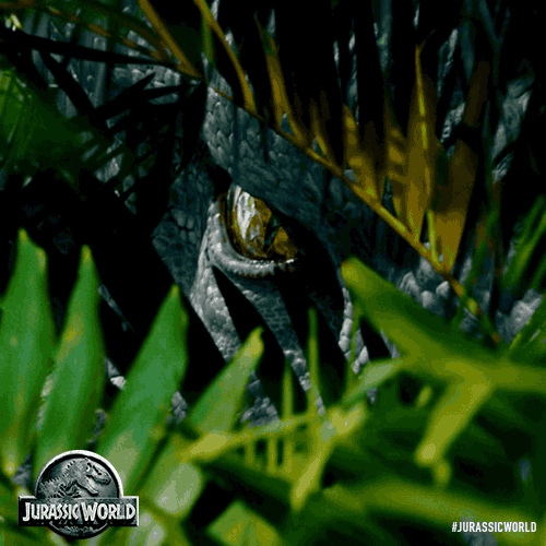 jurassicworldmovie:  The last thing you’d want looking back at you from the bushes.Prepare