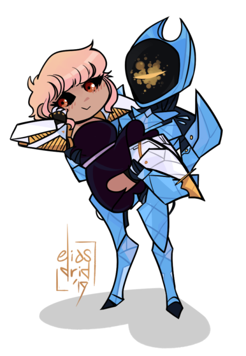 eliasdrid:OC Chibi Commission for @viper-menae featuring their OCs Scope and Amelia Y'all gotta chec