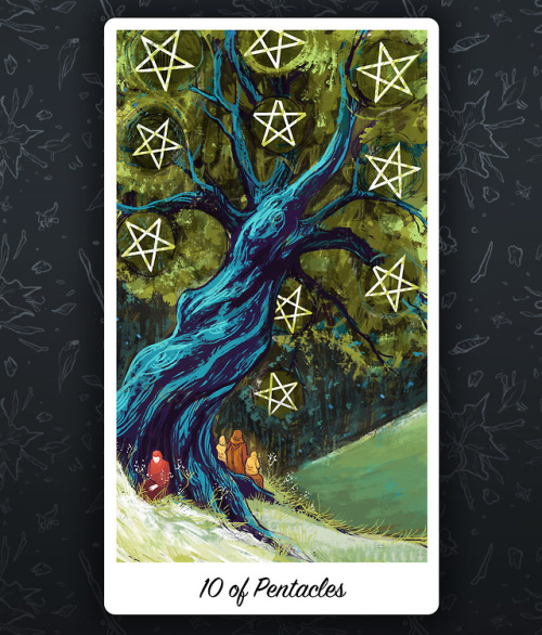 lubankotarot: Tarot painting: 10 of Pentacles. Wealth, family, the peace of success. Roots, and what