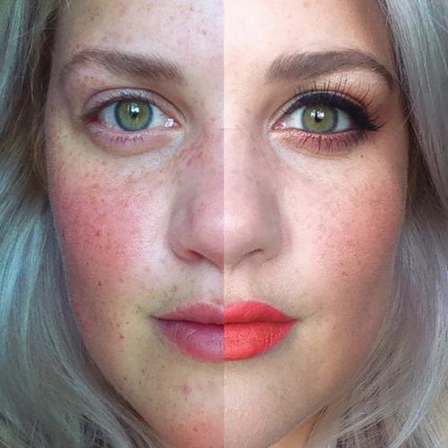 titsmcgheee:  boredpanda:    Women Post Selfies With Half-Made-Up Faces To Fight Makeup Shaming    this is pretty cool 