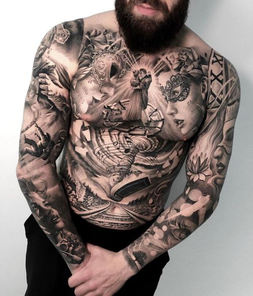 Amazing body suit tattoo and sleeves by Matias Noble Tattoo @matiasnobletattoo from @nobleart !