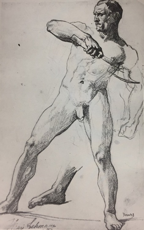 19thcenturyboyfriend:Academic Male Nude, Henri Lehmann