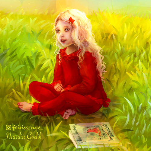 Little Alyssa from one of her childhood memories from chapter 5 of Splintered, missing front tooth a