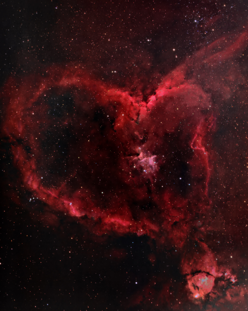 sci-universe: The Heart Nebula (IC 1805) lies about 7500 light years away from Earth and is located 