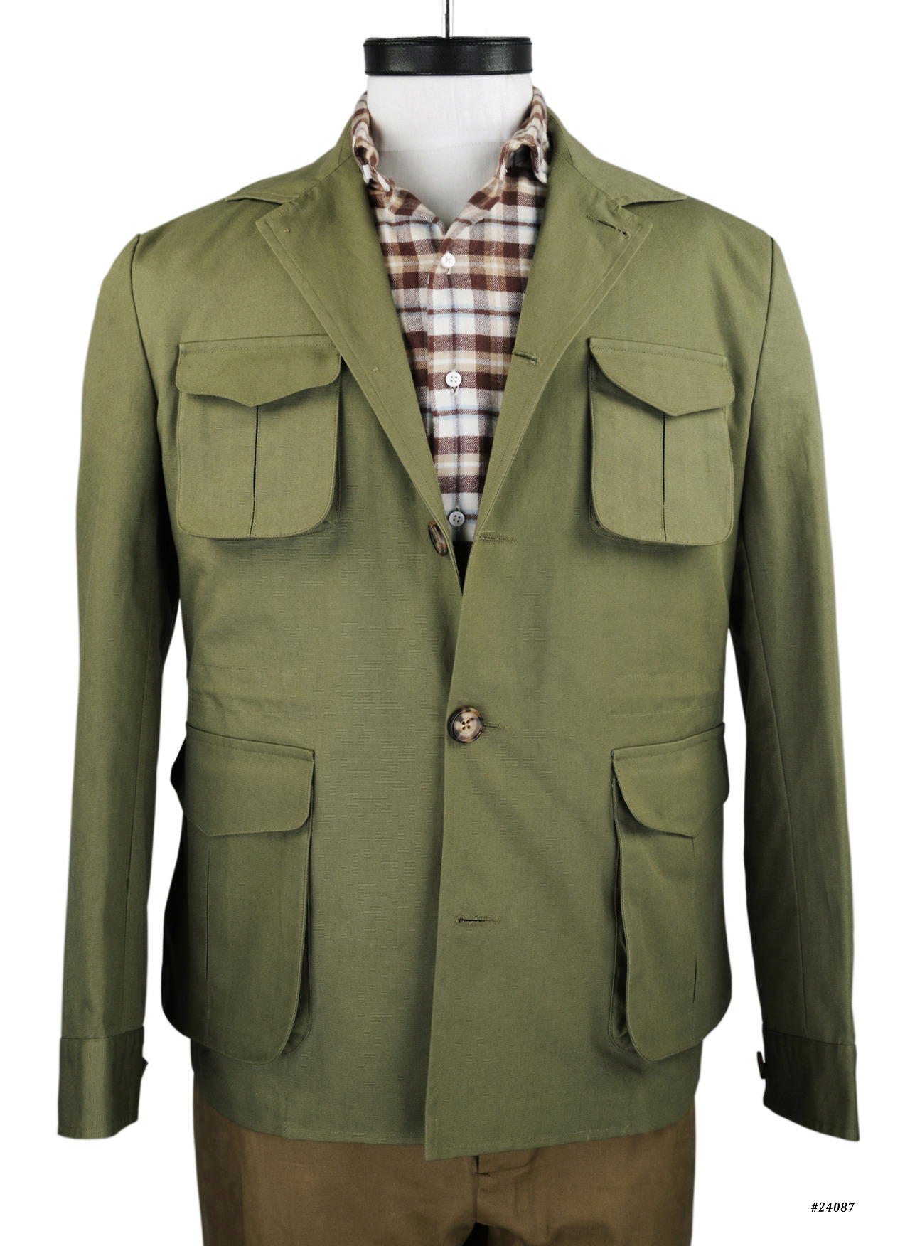 Luxire — Custom Safari Jacket in Military Olive Canvas....