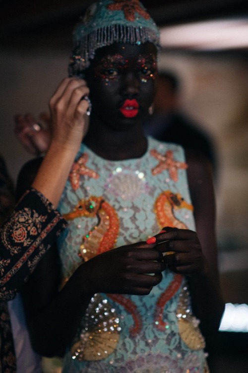 continentcreative:Adut Akech Bior backstage at Romance Was Born by @adamkatzsinding