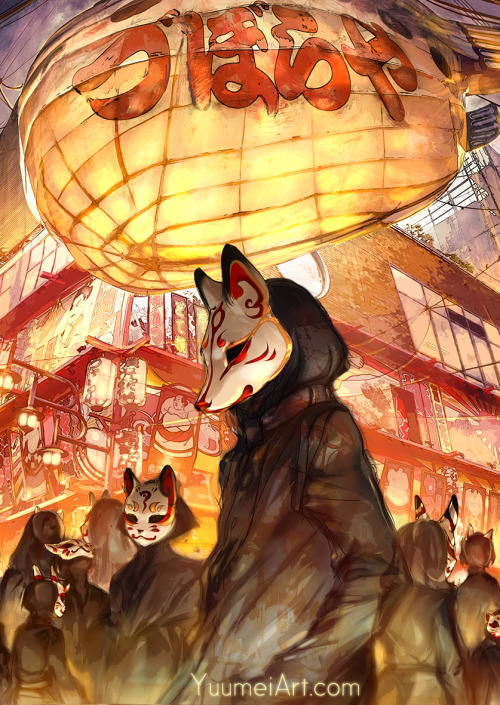 yuumei-art:  I visited Shinsekai (translation: New World) in Osaka, Japan in October and the unique history of the city was very fascinating. It was built in 1912 and modeled after New York and Paris, but the place quickly fell into extreme poverty during