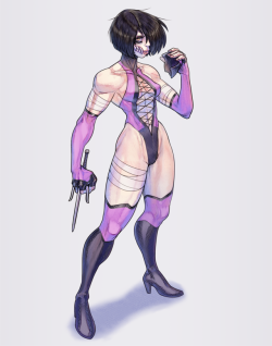 derekhetrickart:Felt like drawing some Mileena (and also a Juri smooch :^))