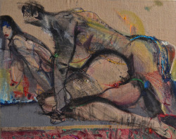 rufoism:  “erotic scene” oil on juta 80x100 cm 2014 