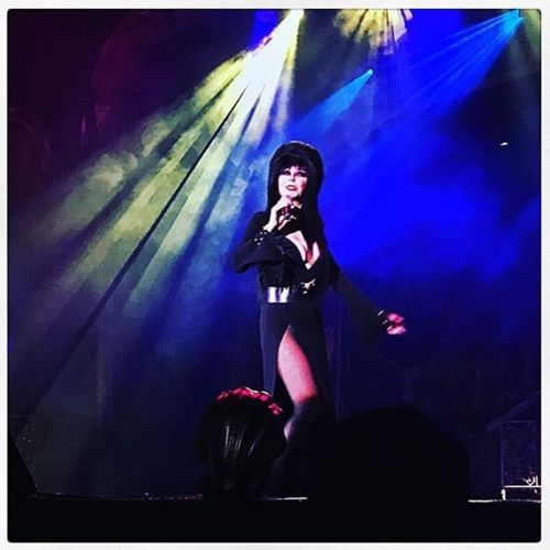 Awesome shot of Elvira&rsquo;s recent show from @xfileslover99 #queenofhalloween #elvira #elviramist