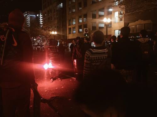 Weird stuff happening as people chant #peacefulprotest #portland #protesting #fucktrump #notmypresid