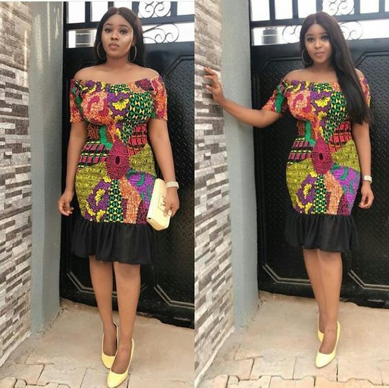 off shoulder short ankara gown