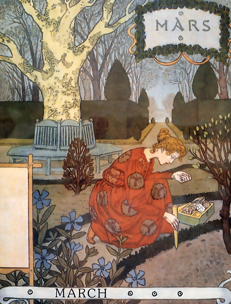 fawnvelveteen:  Eugène GRASSET Calendrier “La Belle Jardinière” 1896