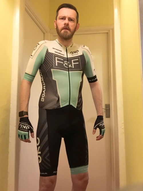 paul-cycle:Tired out this nice ‘One Pro Cycling’ Roadsuit I got from eBay on the turbo y