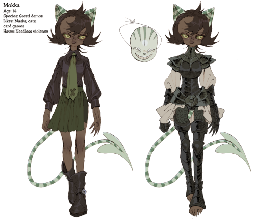 embryu: Mokka, a young greed demon who comes to town after being separated from her teacher. She wea