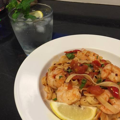 G&Ts and chilli prawn fettuccini on a Friday night… Because I have come to terms with the