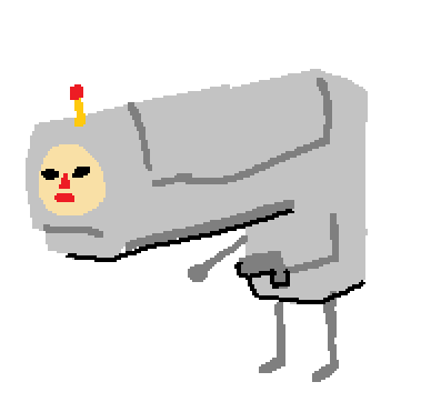 the-entire-furry-fandom:  dashyn:  mustachiotuna:  mustachiotuna:  katamari cousin where it shaped like a gun and his name is Gun. he also has small gun with him   here’s what he loooks like  I made a 3d rendition  holy shit 