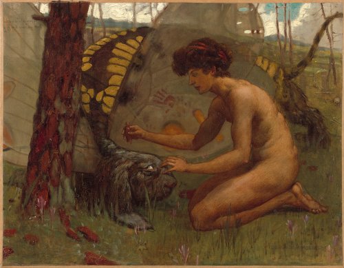 Gustav Adolf Mossa, L'Ephèbe à la Tarasque, 1902. Huile sur toile