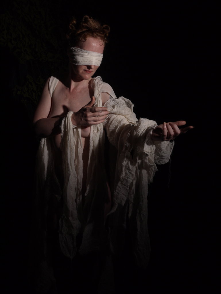 And I’ve also posted this before, but I also really like this photograph of mine (from the series that inspired the drawing below)
The Blindfolded Seeress (1)  • Digital Photograph (no manipulation) shot with single studio flash
• © 2014 Paul...