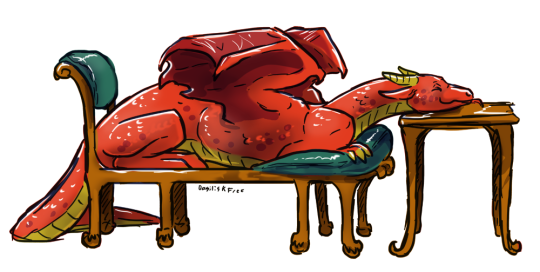 noivern:  basiliskfree:  circesadventures:  rareandradiant-maiden:  noivern:  carbisari:  basiliskfree:  carbisari:  basiliskfree:  Today’s problem what do chairs for dragons look like.  big comfy piles of pillows  Well, that don’t work in the scene