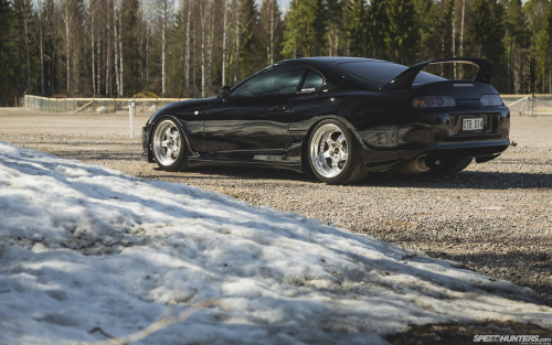 sickestwhips:  darkestvibez:  Supra pushing 1294WHP. Nice. http://www.speedhunters.com/2013/07/too-much-is-never-enough-a-1294whp-supra/  This is an amazing Supra.