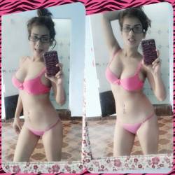 Choiceasianbeauties:  Busty Filipina Teen Selfie In A Pink Bikini Wearing Glasses