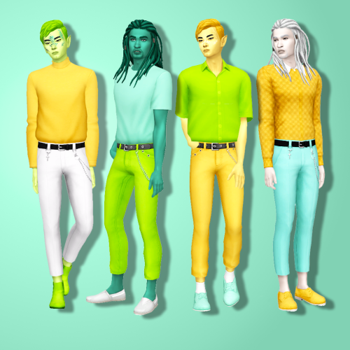 Trillyke Outfits in Sorbets Remix4@trillyke male tops and 2 bottoms recoloured in all 76 sorbets rem