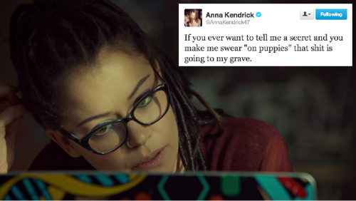 queerspoons: Orphan Black + Anna Kendrick’s tweets (pt. 1)