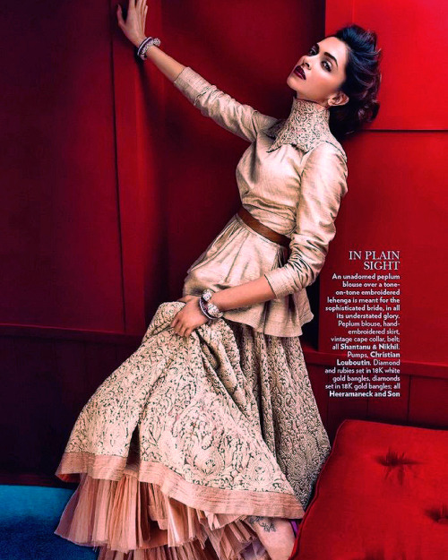 confessionsofabollywoodgirl: Deepika Padukone in Vogue India May 2014 Issue  Photographer: Mazen Abusrour Styled by: Anaita Shroff Adajania Make-up Artist: Anil Chinnappa Hair Stylist: Gabriel Georgiou  